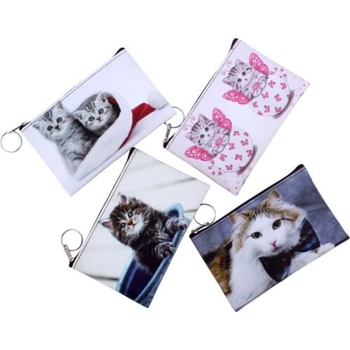 New Cute Cat Coin Purse Kids kitty clutch wallet Women mini Wallet zipper cartoon Bag Pouch Holder change purse Female Carteira