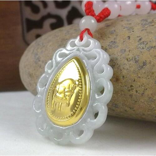 2018 New Design Jade Pendants Pig Gold Animal Hollow Jade Pendant For Men Women High Quality Jade Necklace Unisex
