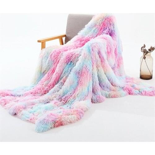 Soft Solid Reversible Faux Fur Blanket,Colorful Fluffy Luxury Fuzzy Plush Comfy Sofa Couch Bed Chair Photo Props Decoration