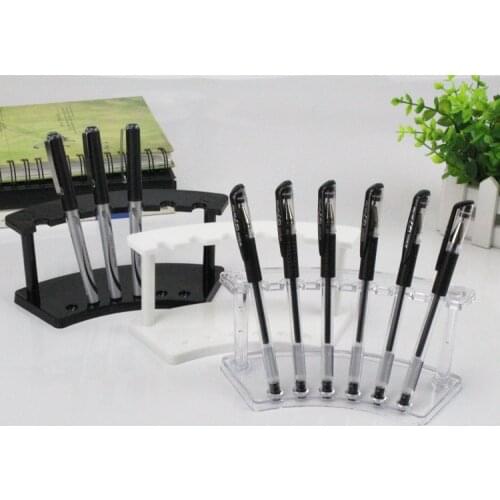 6-slot plastic pen holder eyebrow pencil holder makeup display stand ballpoint pen stationery fan-shaped display stand