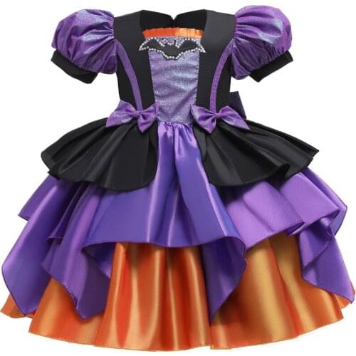 Halloween Dress Girl Carnival Clothing Witch Kids Dresses for Girls Baby Princess Wedding Birthday Party Puff Sleeve Dress