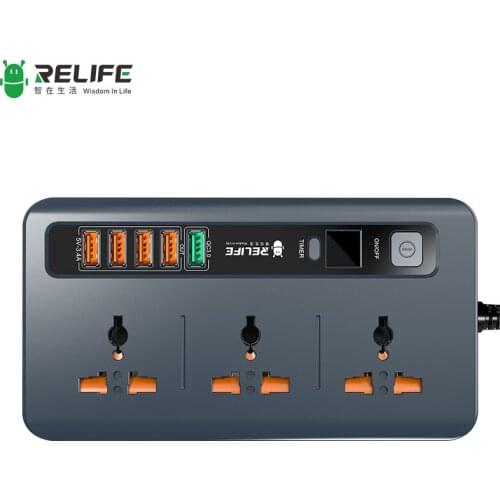 RELIFE RL-316D intelligent control socket QC 3.0 USB 5-hole fast charging Multi function mobile phone repair charging socket