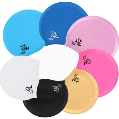 Silicone Swimming Cap Elastic Waterproof Plus Size Soild Color Adult Long Hair Sports High Men Women Adults Swim Pool Hat