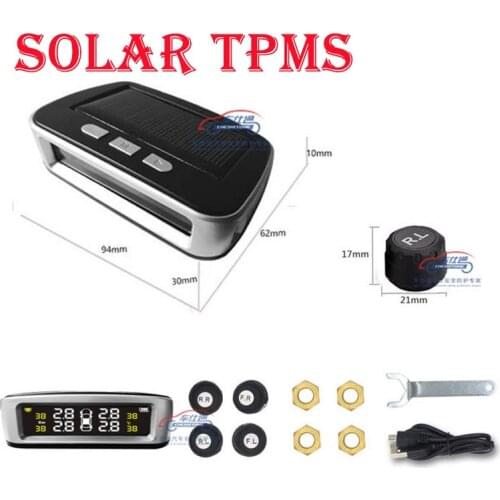 Car solar TPMS tire pressure monitor system Wireless With LCD color display Special mold Internal external can choose