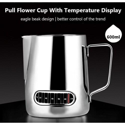 Steel Milk Frothing Pitcher Espresso Coffee Mug With Temperature Sensing Barista Craft Cream Frother Pitcher Latte Frothing Art