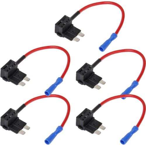 EE support 5Pcs 12V Standard Add A Circuit Fuse Tap Piggy Back Blade Holder Plug Car