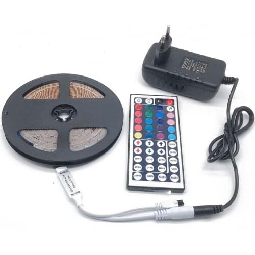 LED Strip Light RGB 5050 SMD 2835 Flexible Ribbon fita led light strip RGB 5M 10M 15M Tape Diode DC 12V+ Remote Control +Adapter