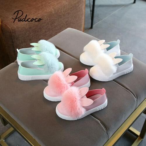 Cute Hair Ball Shoes Newborn Baby Girls 21-23 Cm Baby Shoes Infant Toddler Solid Soft Crib Rabbit Autumn Winter Princess Shoes