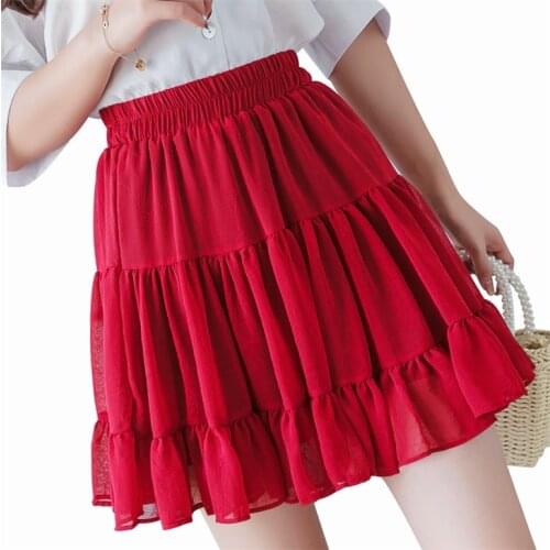 Bohemian black white purple chiffon skirts womens Ruffle pleated sexy mini skirt female High waist plus size 6xl 7xl beach skirt