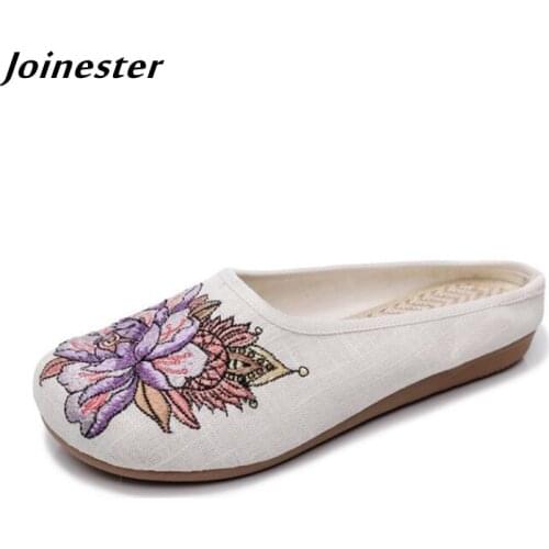 Embroidered Women Summer Slippers Ladies Vintage Outdoor Slides босоножки женские 2021 Female Dancing Shoes Backless Sandals