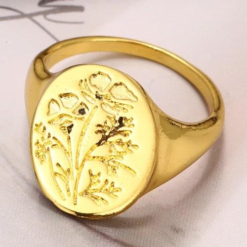 Hot 2020 Ladies Simple Fashion Carved Plant Flat Wide Face Ring Jewelry Women Knuckles Accessories Summer Beach Party Ring