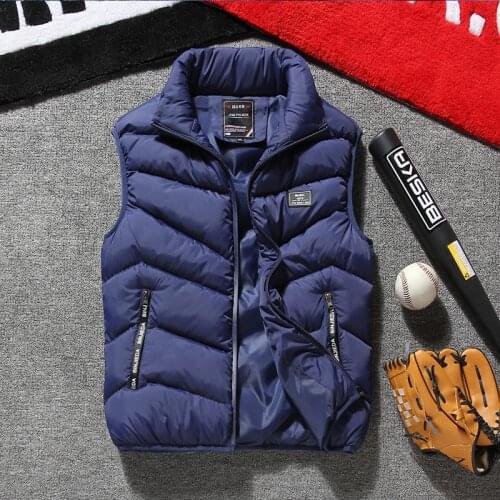 Vest Jacket Men 2020 New Puffer Sleeveless Coats Mens Solid Color Down Jacket Winter Warm Waistcoat Outwear Windbreaker Clothing