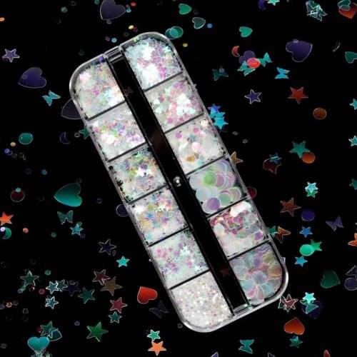 1 Set Holographic Nail Glitter Butterfly Star Heart Flakes Mermaid Mirror 3D Mix Irregular Sequins DIY Nail Art Tips Decorations