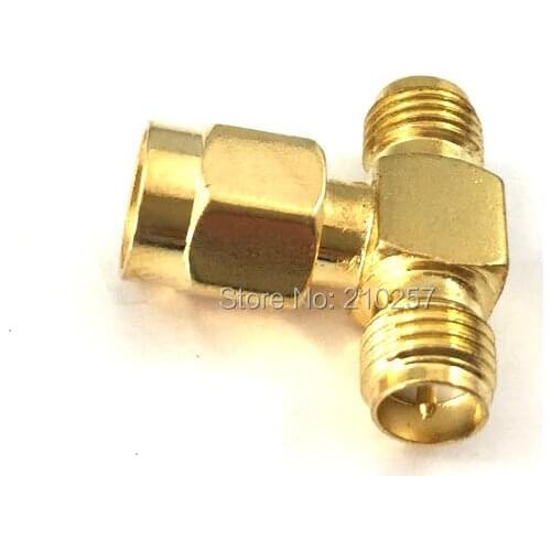 1pcs RF Coaxial Coax Adapter SMA to SMA 3 Way Triple T Connector SMA Male to 2 Female adapter