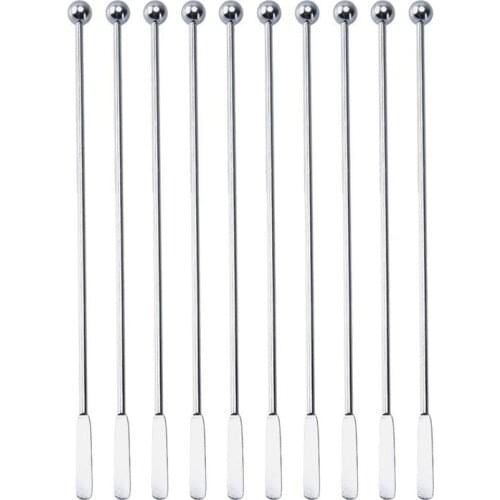 10pcs Swizzle Sticks Metal - Stainless Steel Mixing Cocktail Coffee Stirrers for Wine Juice 7.5 inch, 10Pieces Pack