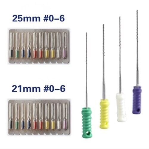 10 Packs Dental Nerve Barbed Broaches Endodontic Needles Root Canal files 21/25mm #0-6