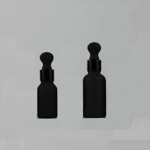 100pcs Frost Glass Bottle Matte Black Essential Oil Dropper Bottle Cosmetic Container Glass PipetteBottle Black Bottle 30ml 15ml