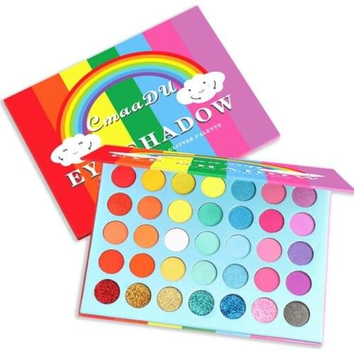 35 Colors Rainbow Neon Eyeshadow Pallete Colorful Eye Shadow Waterproof Eyeshadow Makeup Pallete Long Lasting High Pigment