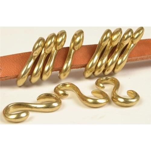 5pcs 2.5x1.1mm "S" Shape Hook Clasps pure brass Jew popular craftselry Findings eather carving accessories wholesale Solid brass