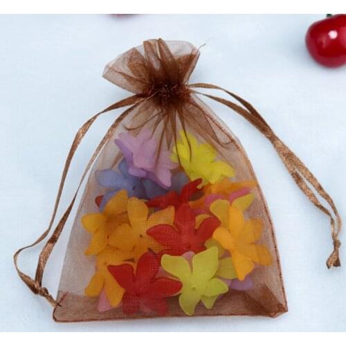 500pcs/lot Coffee Organza Bags 15x20cm Wedding Jewelry Cosmetics Gifts Packaging Bag Organza Drawstring Gift Bag Pouches