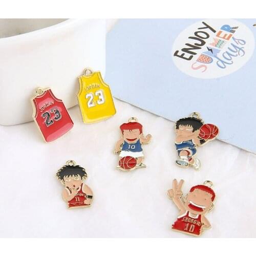 6pcs Japanese Style Fun Cartoon Earrings Animation Sakuragi Flower Road Alloy Dripping Cute Pendant DIY Jewelry Earring Material