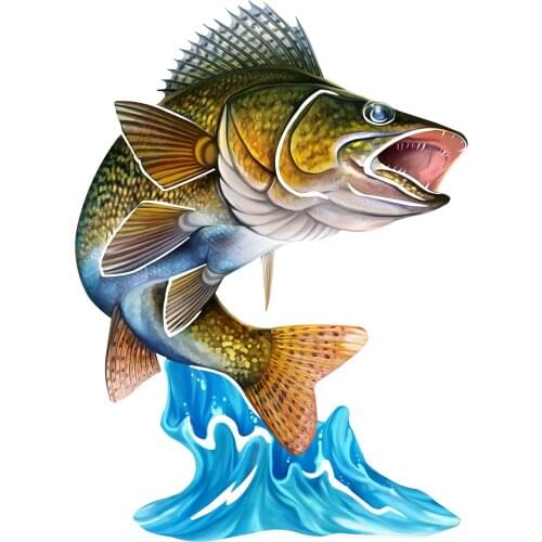 B0728# Self-adhesive Decal Jumping Fish Car Sticker Waterproof Auto Decors on Bumper Rear Window Motorcycle Laptop Helmet