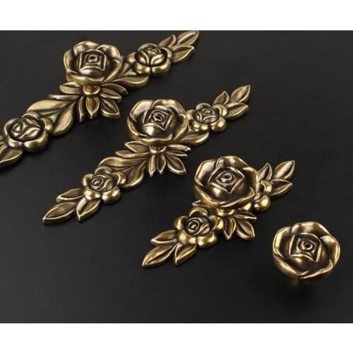 Free shipping European classical furniture handles Rose type ancient bronze handle Drawer single pull handles Wine cabinet knobs
