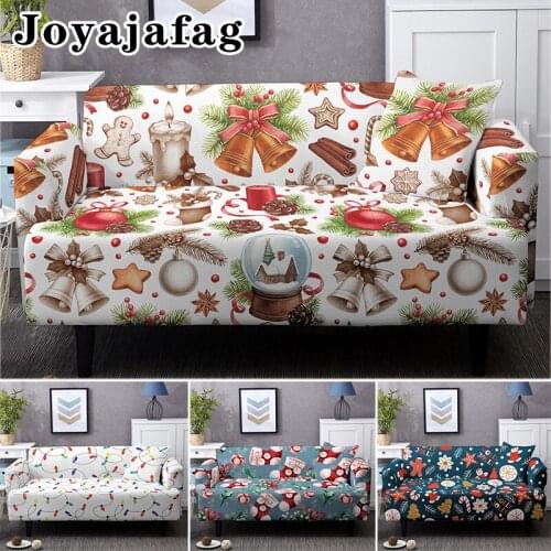 Merry Christmas Sofa Cover Elastic For Living Room Corner Couch Covers Cartoon Design 1/2/3/4 Seater Dust Proof Slipcover