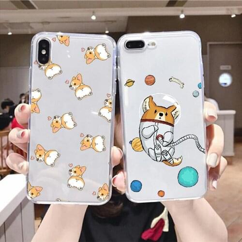 Dog Corgi Cute Cartoon cute Phone Case For Huawei Honor 6 7 8 9 10 10i 20 A C X Lite Pro Play transparent painting prime tpu