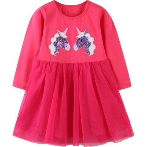 Girls Kids Dresses Cartoon Unicorn Baby Toddler Girls Sequins Gauze Party Princess Dress