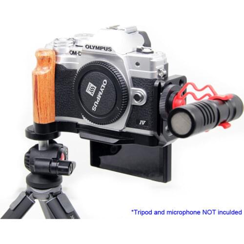 For Olympus E-M10 Mark IV Wooden Camera L Bracket Hand Grip Vertical Plate