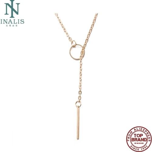 INALIS Pendant Necklaces For Women Gold Plated Lettering Long Simple Necklace Anniversary Fashion Jewelry Gift Give Friend New