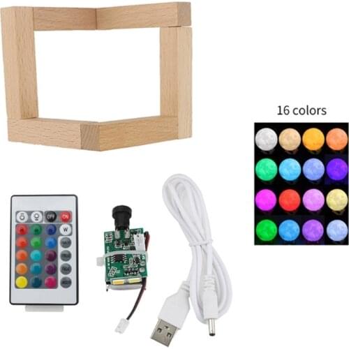 Creative Moon Light Design DIY 16 Colors Remote USB Control Moon Night Light Board with Wood Support 3D Printer Parts