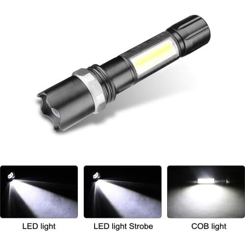 Powerful T6 High Light LED Flashlight Rechargeable USB Charging Zoomable Torch Outdoor Camping Hunting Lamp with Storage Case