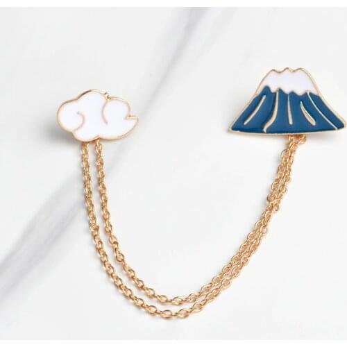 Mt Fuji & Clouds Tassel Collar Enamel Pin Japan Travel Jewelry Kawaii Japan Sightseeing Souvenirs