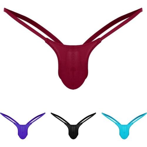Men Sexy Breathable T-Back G-String Sheer Pouch Briefs Low Waist Bikini Tangas Thong Lingerie Underwear