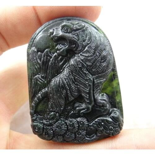 Natural stone Quartz crystal Chinese hand-carved statue of tiger amulet pendant for diy jewelry making Necklace Accessories A17
