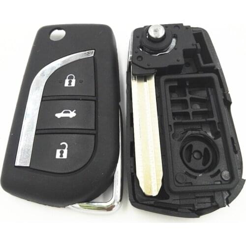 Brand New 3 Button Car Replacement Flip Folding Key Shell Blank Remote Fob Case For Toyota Corolla EX New VIOS Key TOY43 Blade