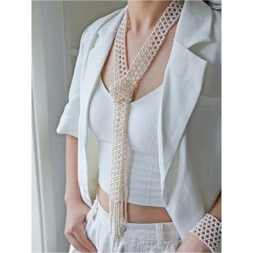 Freshwater pearl white round long sweater necklace/bracelet/earrings/hairpin130cm made by hand FPPJ wholesale nature women gift