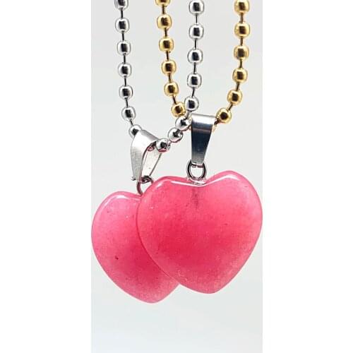 2021 Natural Love Heart Necklaces & Pendants for Lover Stone Pink White Crystal with Silver Gold Chain Necklace Charm Jewelry