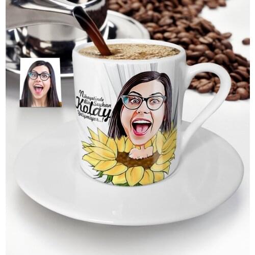 Personalized Lady Cartoon Turkish coffee Cup-5