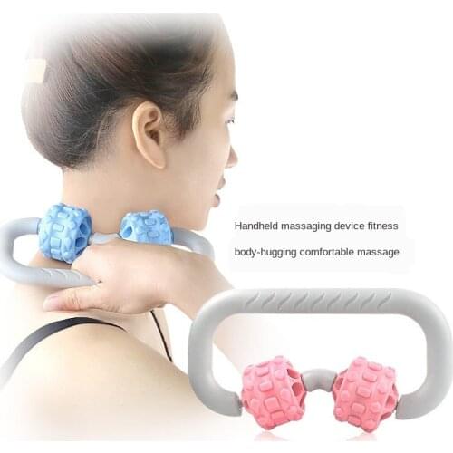 Pp Material Double Wheel Hand-Held Massage Roller Manual Acupuncture Point Muscle Relaxing Device Yoga