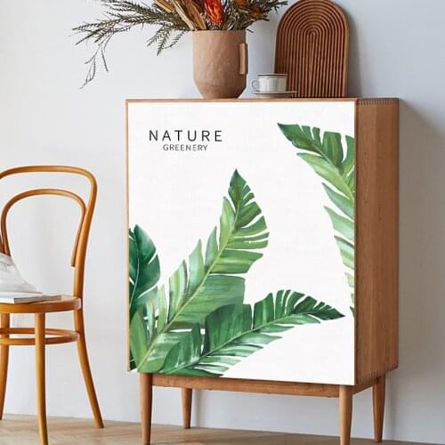 Green Leaf Cabinet Short Curtains Dustproof Half-curtain Kitchen Storage Shelf Wardrobe Cover Window Door Curtain Home Decor