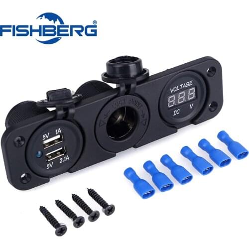 12V Dual USB Auto Car Cigarette Lighter Socket Splitter DC 5V 2.1A Power Adapter Charger for iPhone Digital Voltmeter Display