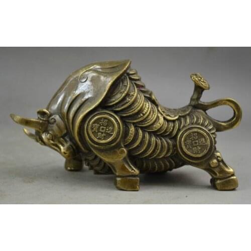 Handwork Copper Carve Whole Body C0in Rare Wealth Big Lifelike Bullfight Statue Garden Decoration 100% real Brass Bronze