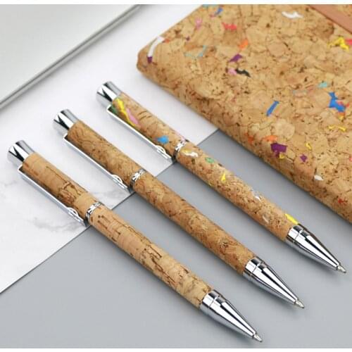 1 Pcs Random Creative Cork Twist Mechanism Ballpoint Pen 1.0mm Refill Black Ink Pen Luxurious Office Stationery Writing Pens