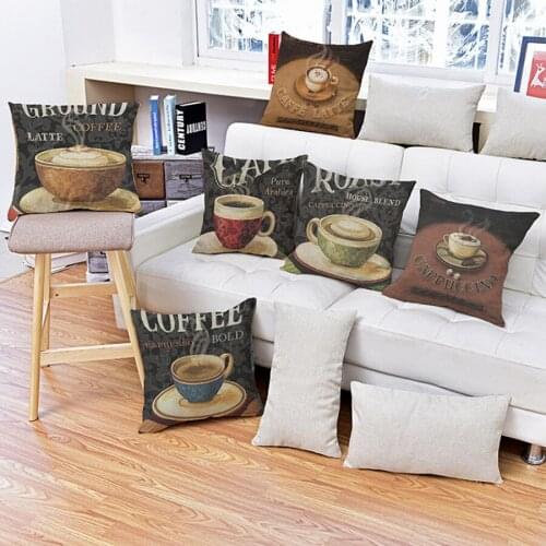 High Quality Fashion Style Vintage latte Coffee Cushion Home Decorative Cojines Sofa Throw Pillow Cotton Linen Square Almofadas