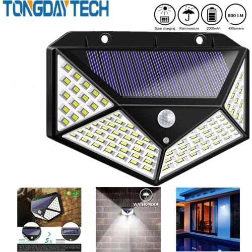 100/114 LED Solar Light PIR Motion Sensor Outdoor 3 Modes Solar Wall Lamp IP65 Waterproof Energy Saving Security Garden Yard Lig