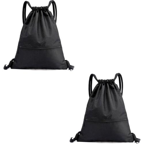 Outdoor Women Men Nylon Black Ultralight Backpack Football Basketball Bag String Drawstring Hunting Hiking Gym Sport Bags