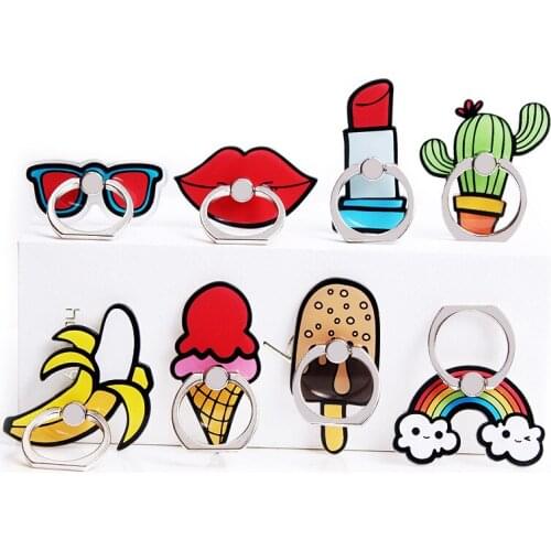Universal Ring Buckle Mobile Phone Holder Rotatable Bracket Mount Cartoon Cell Phone Holder For iPhone XR 12 Xiaomi POCO Samsung